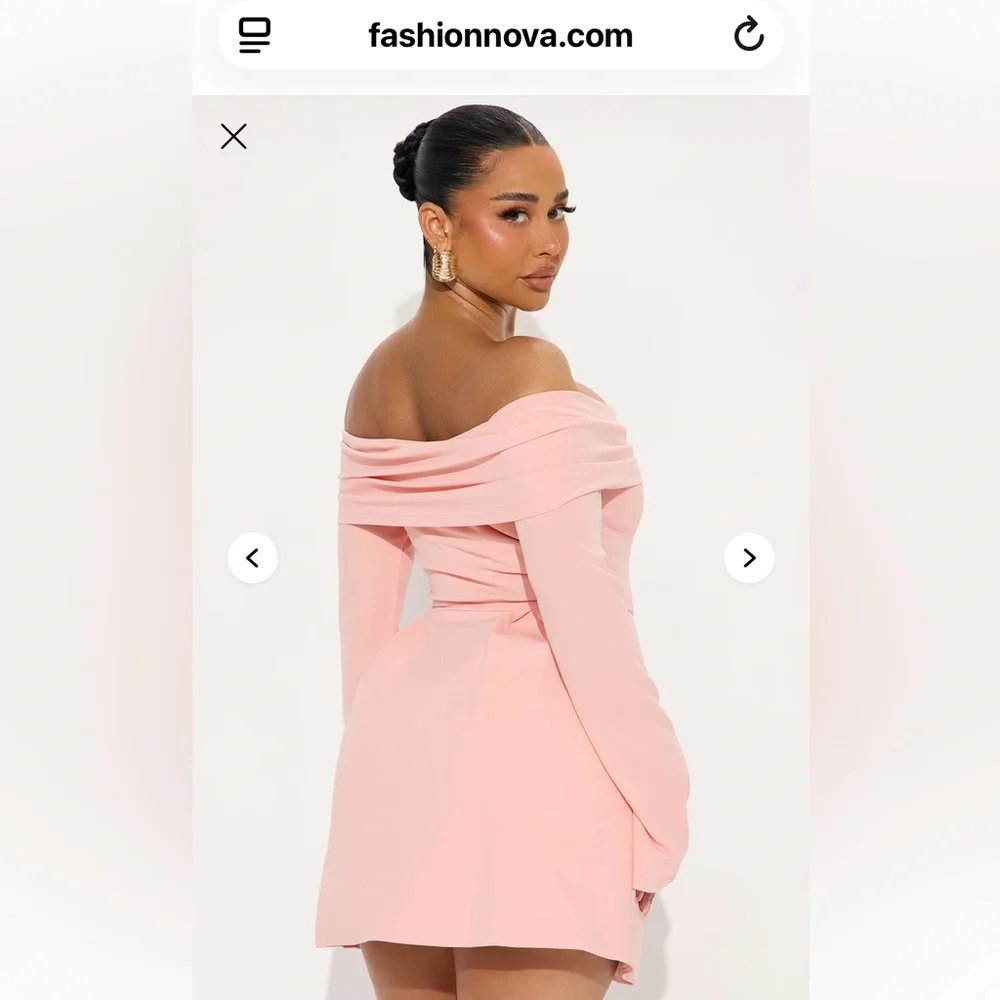 Elegant Pink Off-Shoulder Dress Sz L nwt